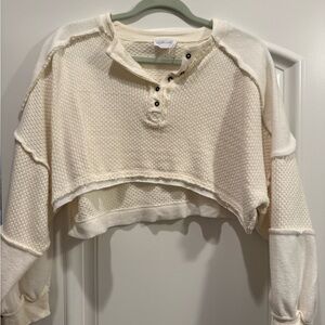 Urban Outfitters Cream Textured Crop Top